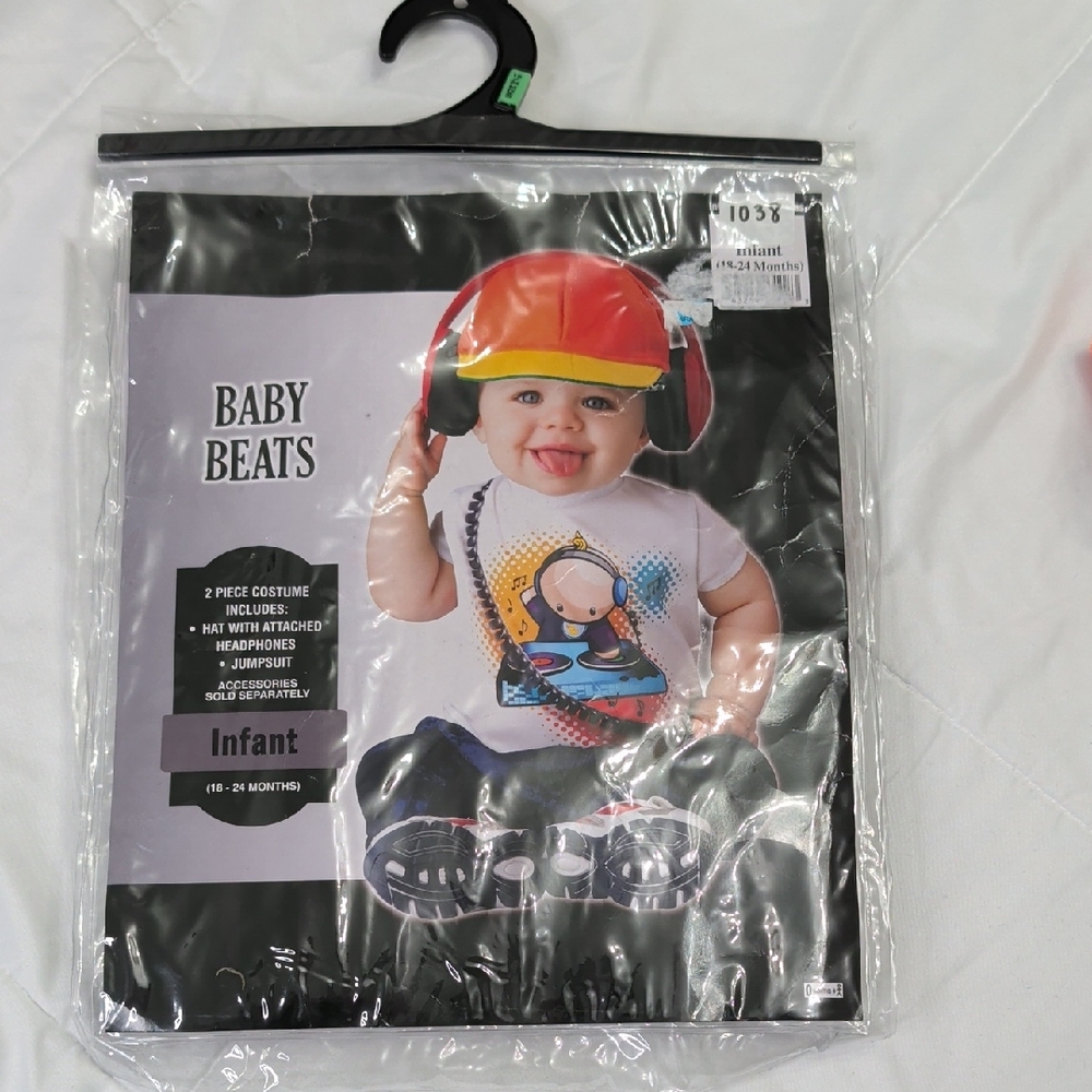 Vibrant Red and Black Baby Beats Hat with Headphones
